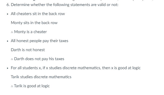 6. Determine whether the following statements are Chegg