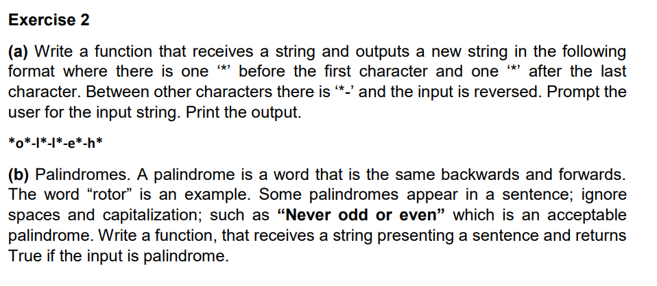 Solved Write in pythonExercise 2 (a) Write a function that | Chegg.com
