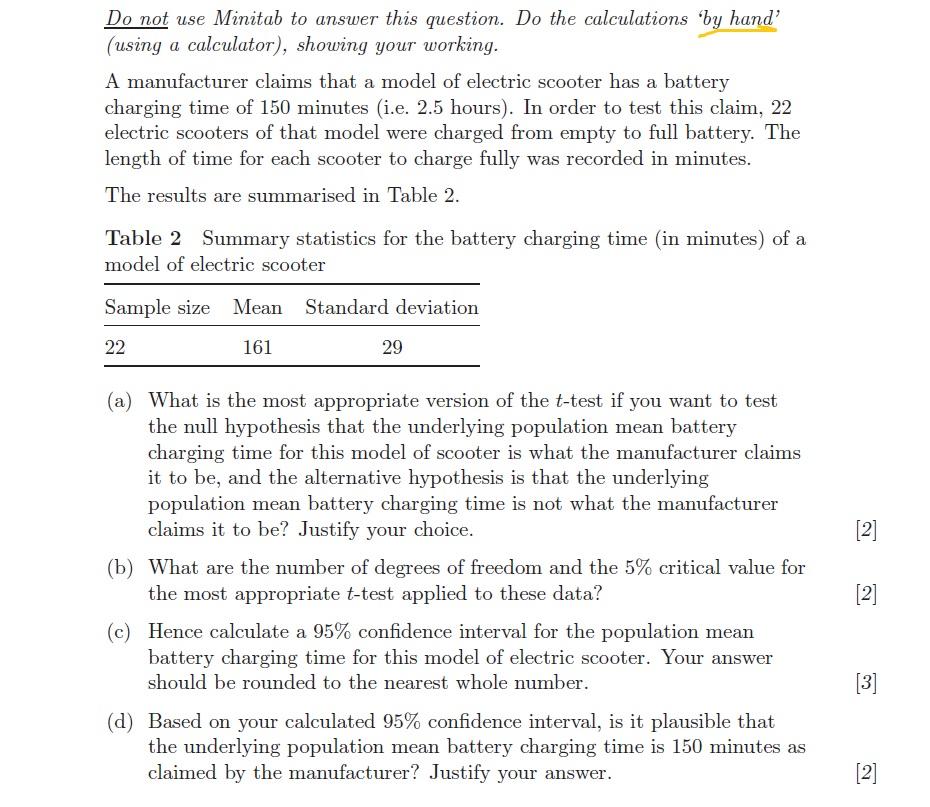 Solved Do not use Minitab to answer this question. Do the | Chegg.com