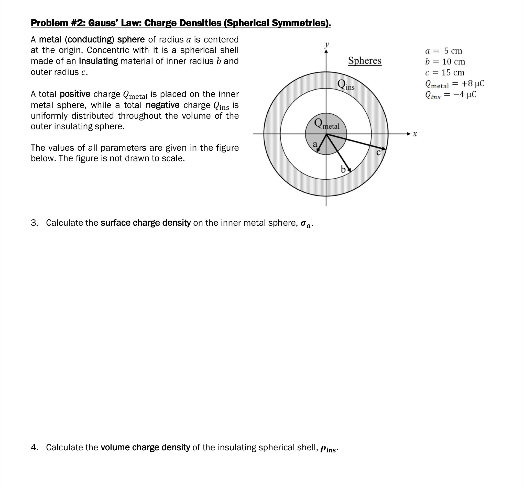 Solved Problem #2: Gauss' Law: Charge Densities (Spherical | Chegg.com