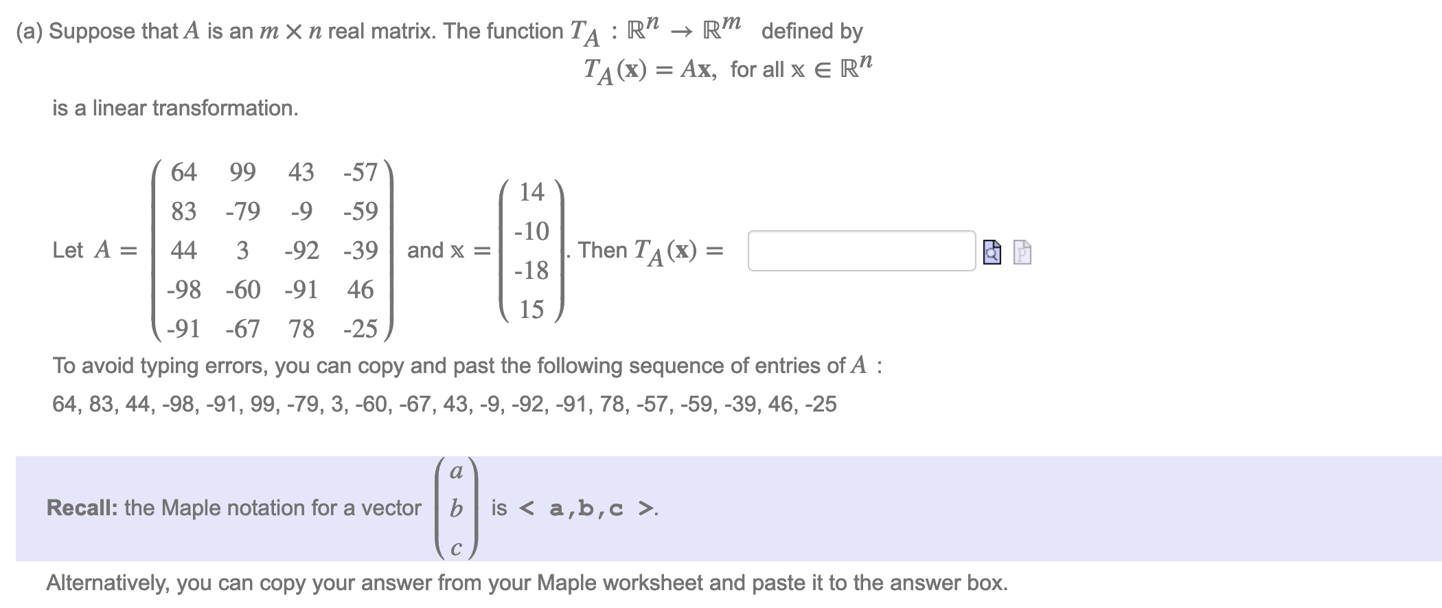 Find matrix m discount mcm t a