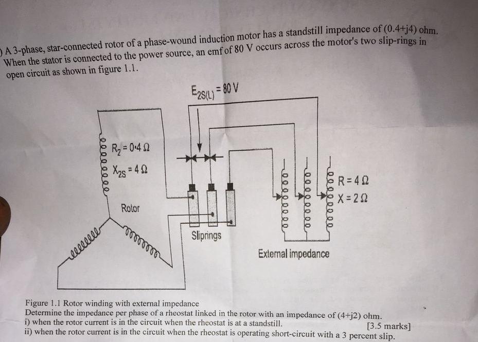 Solved A 3-phase, star-connected rotor of a phase-wound | Chegg.com
