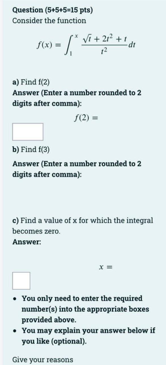 Solved Question (5+5+5=15 pts) Consider the function х f(x) | Chegg.com