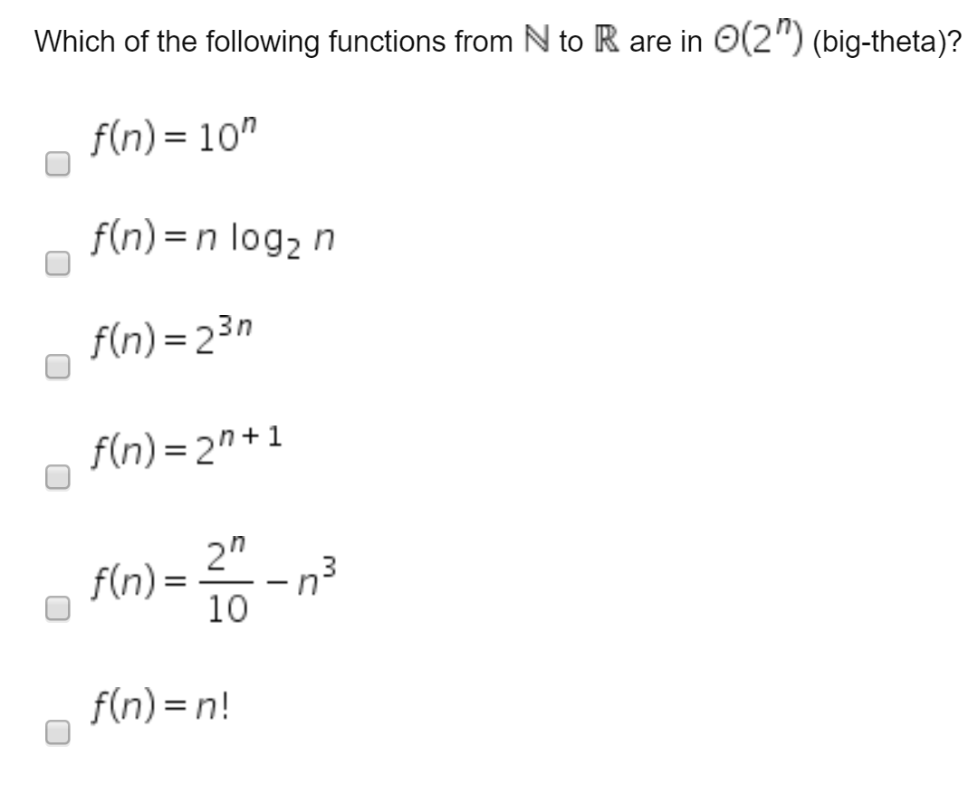 Solved Which Of The Following Functions From N To R Are In Chegg Com