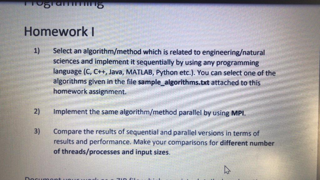 Solved TITIS Homework 1) Select an algorithm/method which is | Chegg.com
