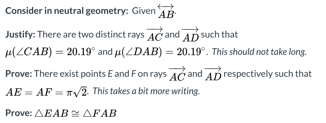 Solved Consider In Neutral Geometry Given Ab Justify T Chegg Com