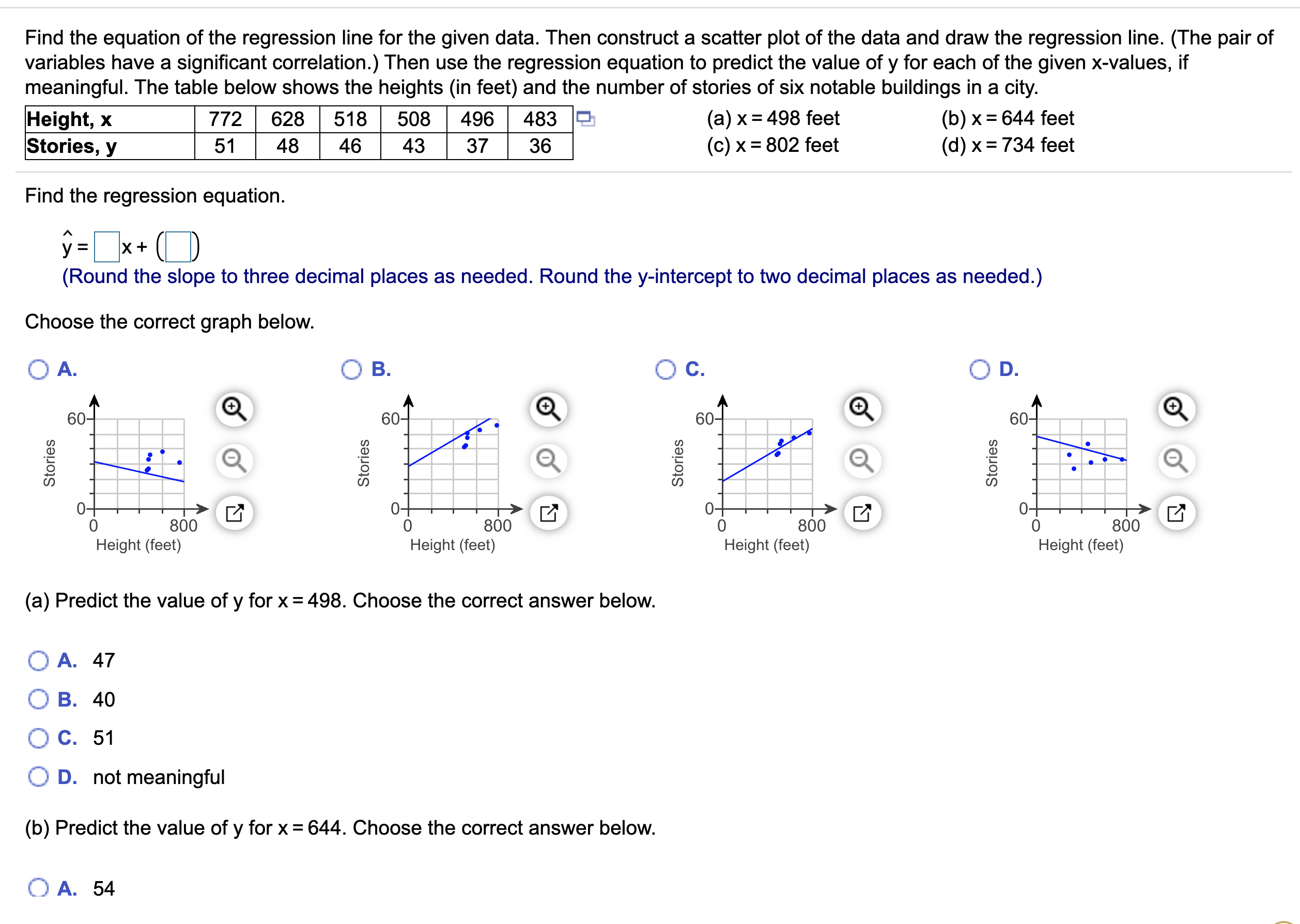 Solved Find the equation of the regression line for the | Chegg.com
