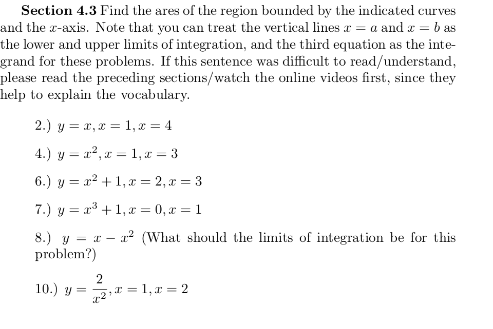 Solved Section 43 Find The Ares Of The Region Bounded By 1218