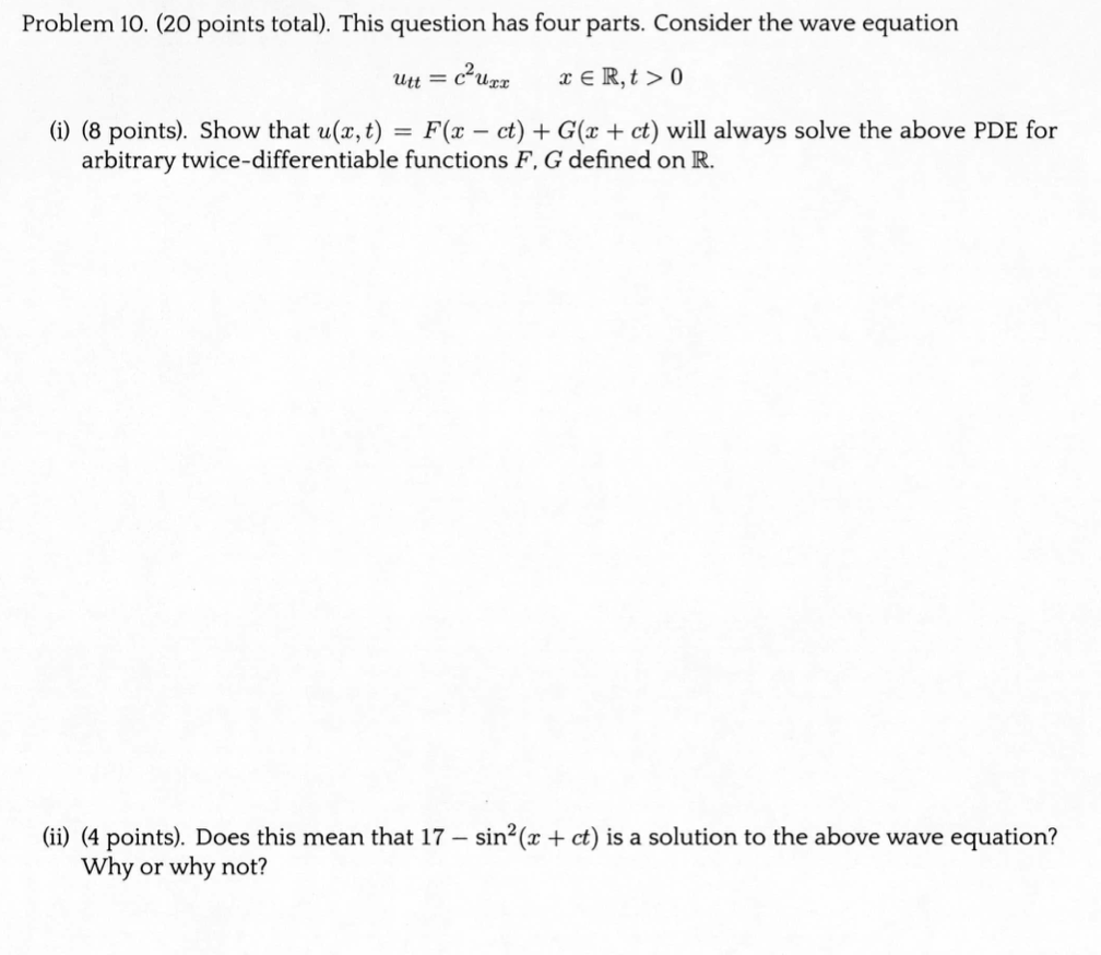 Solved Problem 10. (20 points total). This question has four | Chegg.com