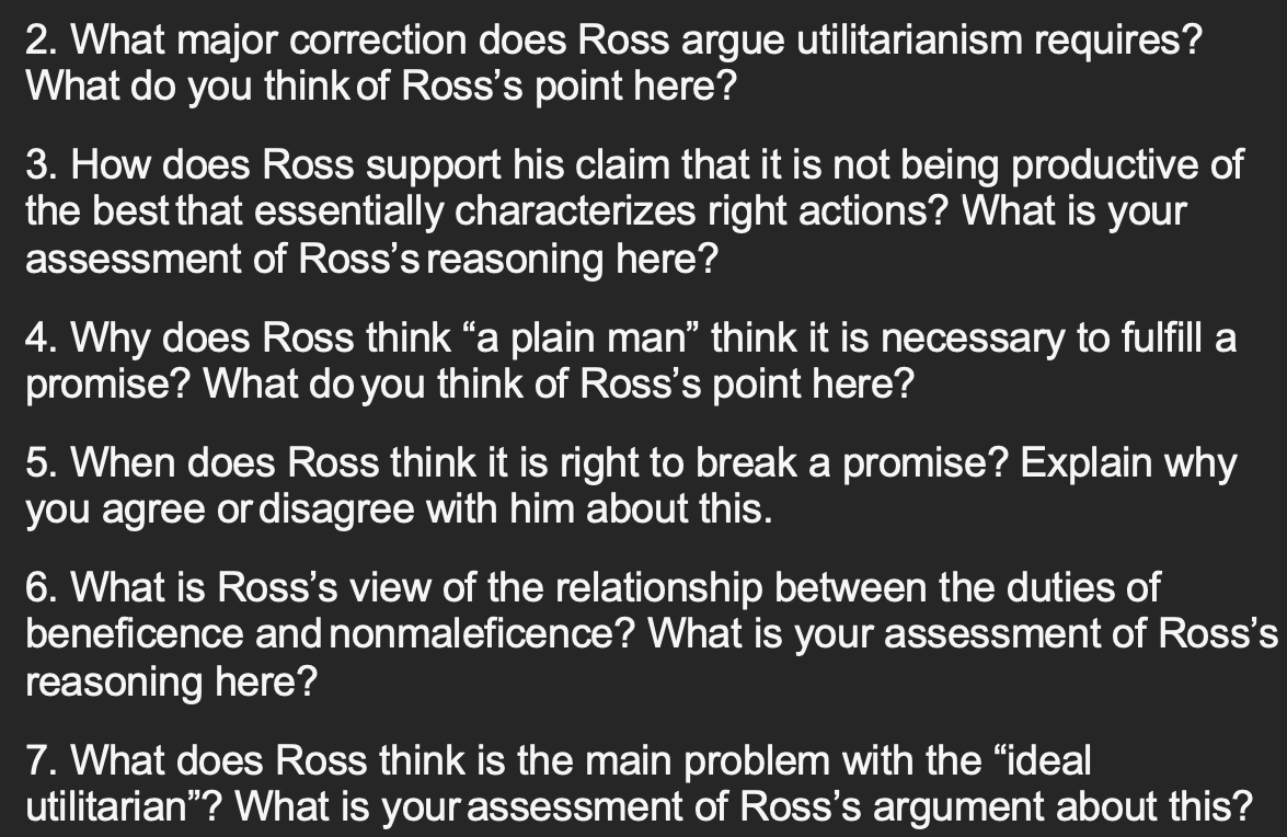 Solved 2. What major correction does Ross argue