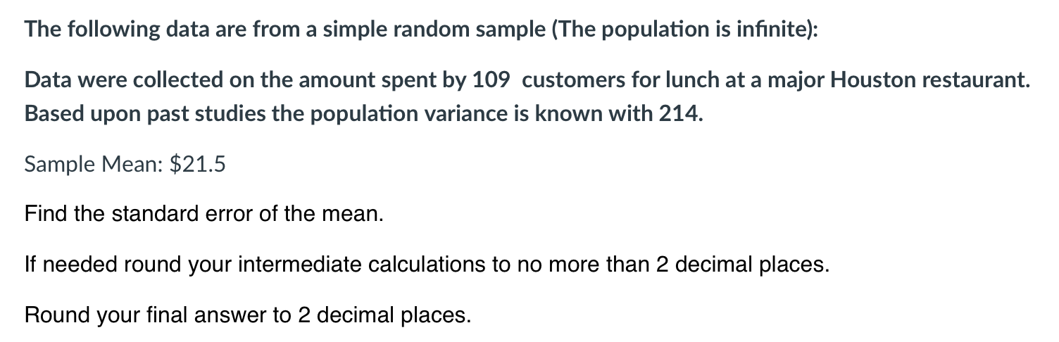 Solved The following data are from a simple random sample | Chegg.com ...