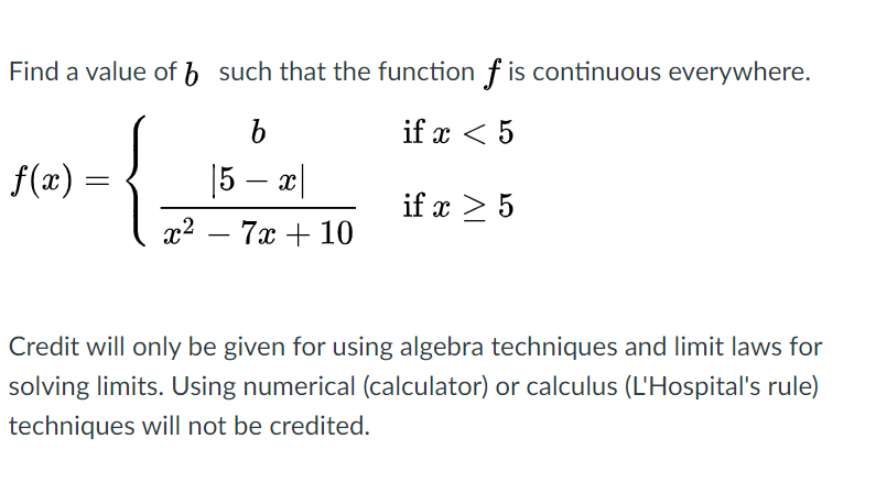 Solved Find A Value Of B Such That The Function F Is | Chegg.com