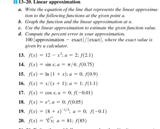 Solved Linear approximation Write the equation of the line | Chegg.com
