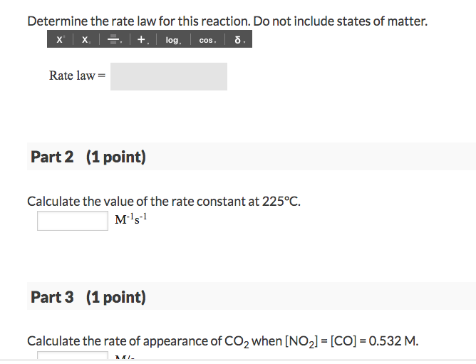 Solved The rate of the reaction NO2(g)+CO(g) NO(g) CO2(g) | Chegg.com