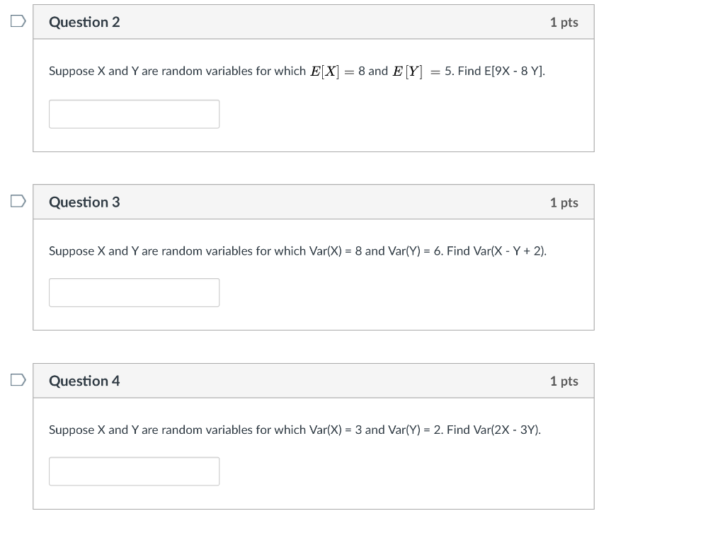 Solved n Question 2 1 pts Suppose X and Y are random | Chegg.com
