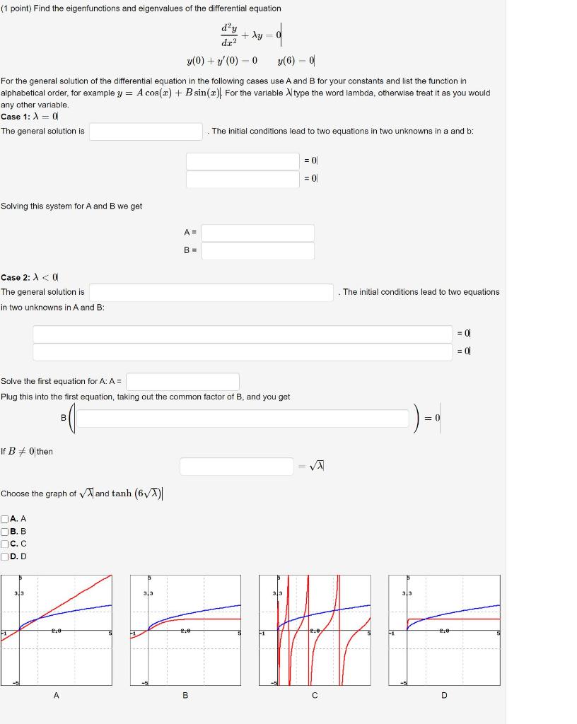 Solved (1 point) Find the eigenfunctions and eigenvalues of | Chegg.com