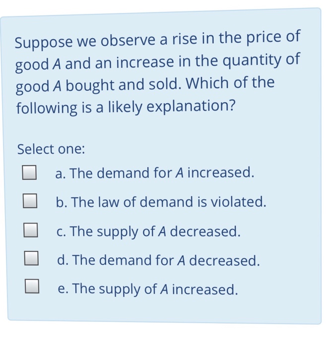 Solved Suppose we observe a rise in the price of good A and | Chegg.com