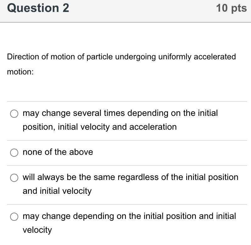 Solved Question 2Direction of motion of particle undergoing | Chegg.com