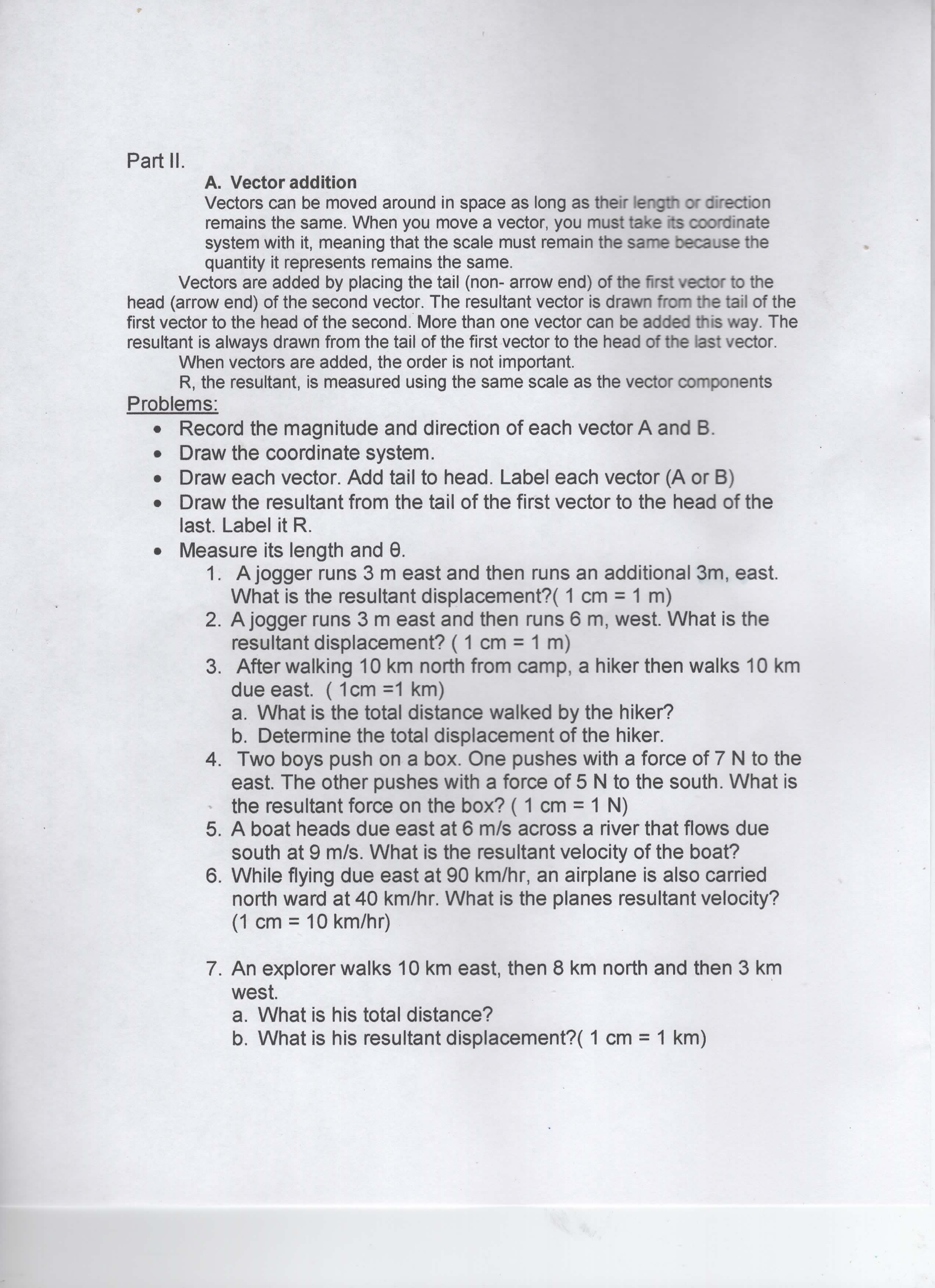 Solved Part II. A. Vector addition Vectors can be moved | Chegg.com