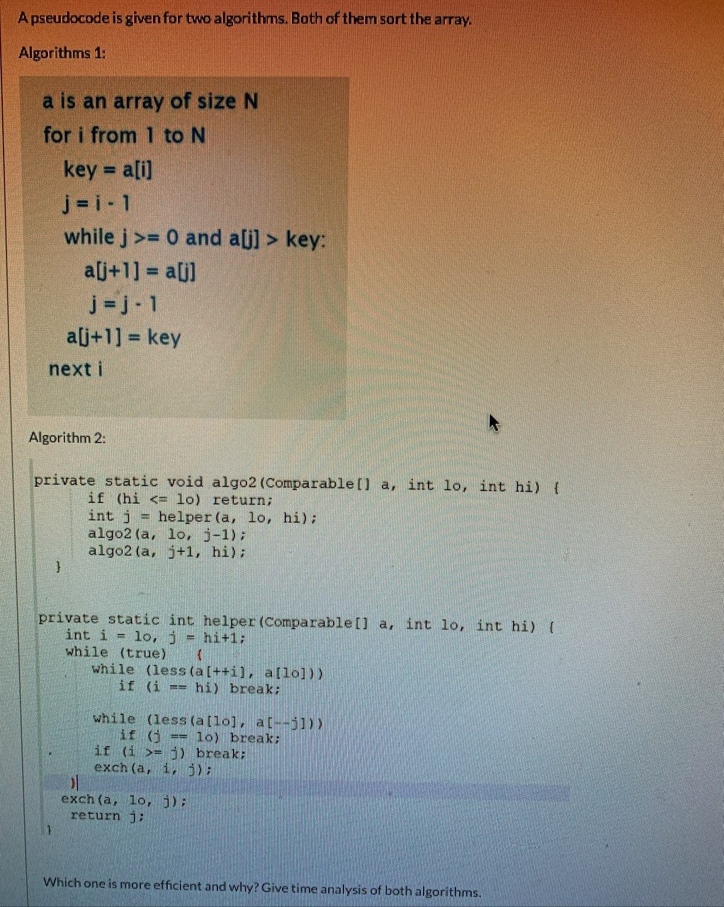 Solved A pseudocode is given for two algorithms. Both of | Chegg.com