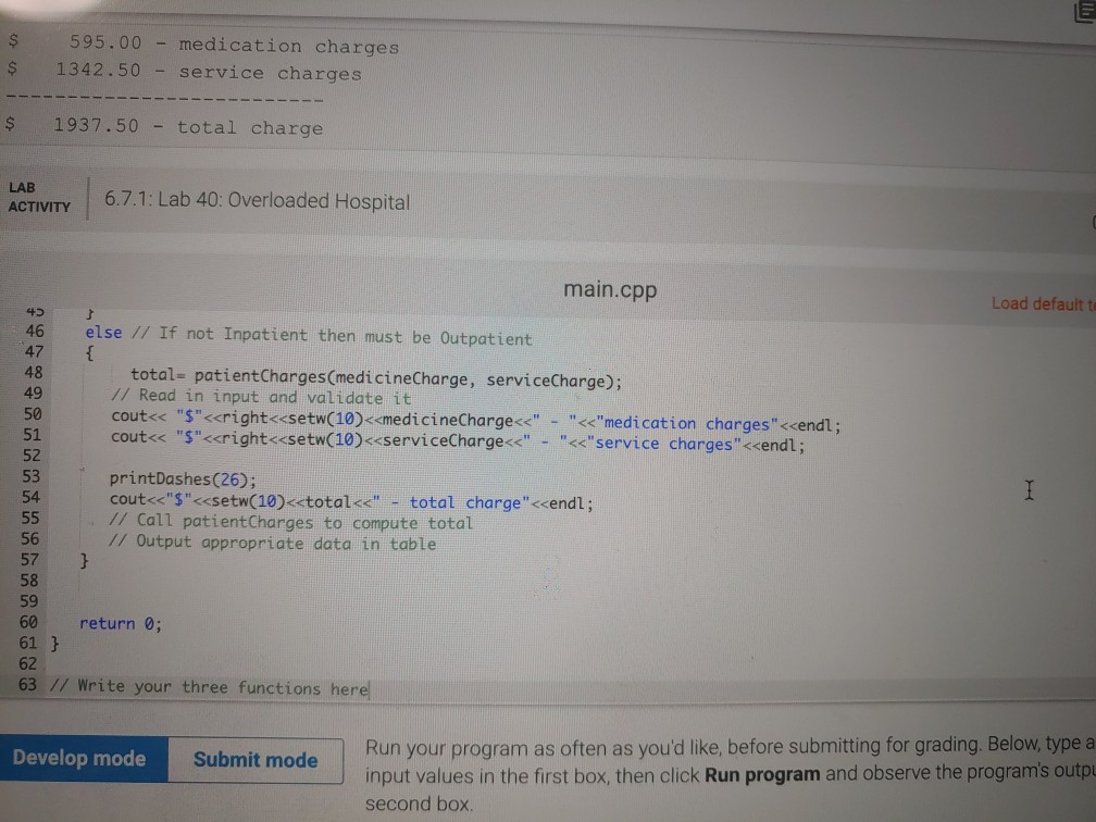 Solved 6.7 Lab 40: Overloaded Hospital Write a program that | Chegg.com