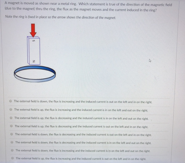 Solved A is moved as shown near a metal ring. Which