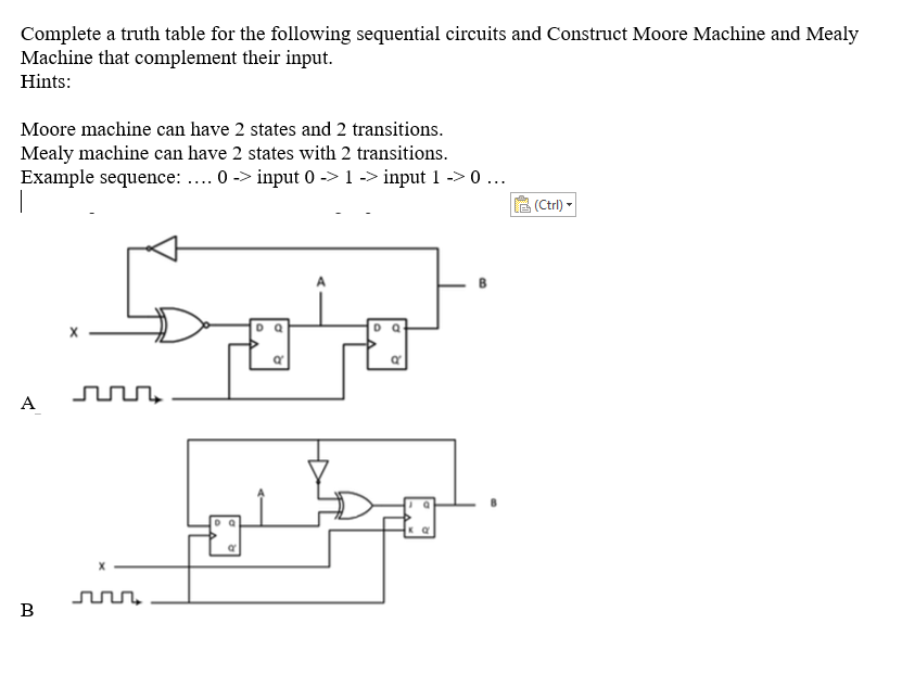 Complete a truth table for the following sequential | Chegg.com