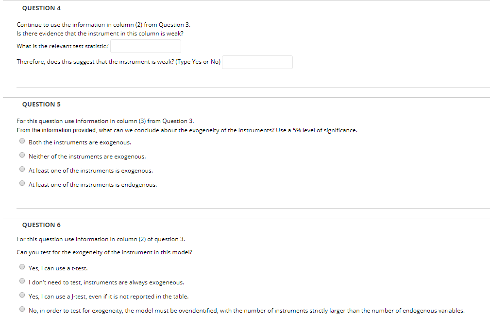 QUESTION 3 Questions 3-6 require information from the | Chegg.com