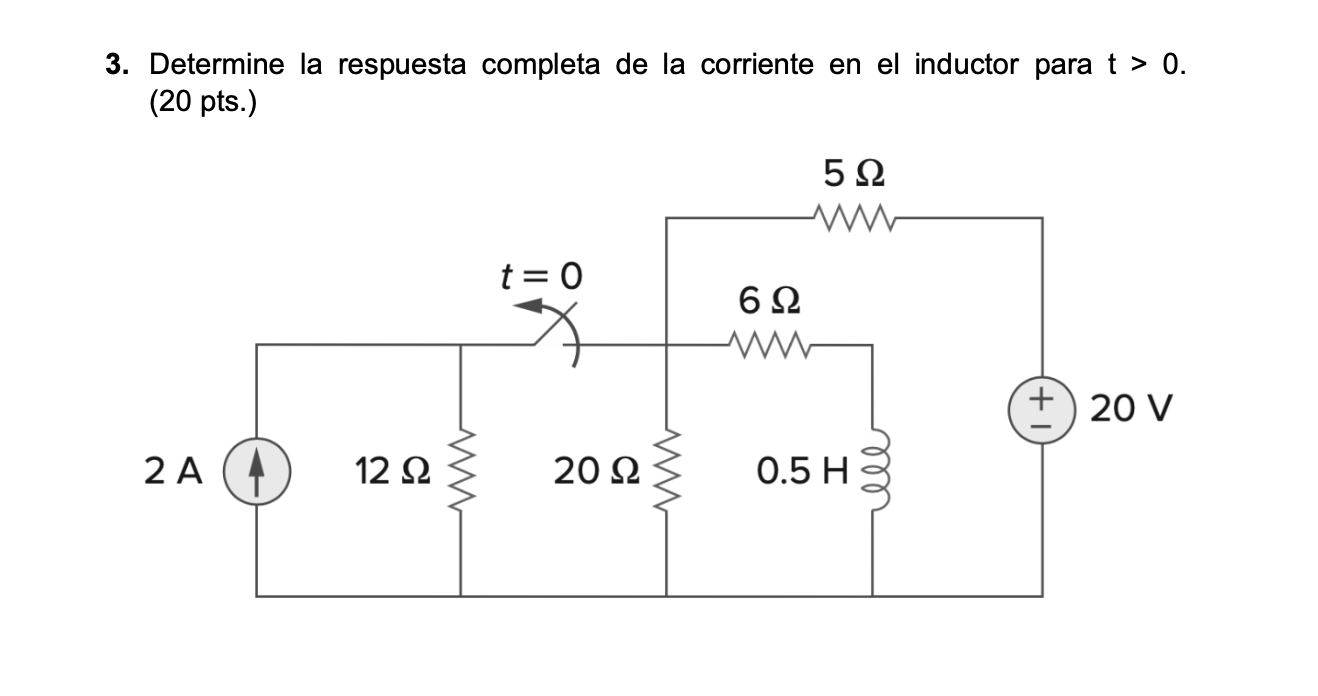 Solved 3. Determine la respuesta completa de la corriente en | Chegg.com