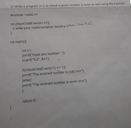 Solved 3) Write A Program In C To Check A Given Number Is 