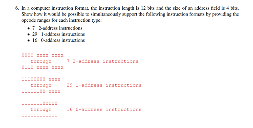 Solved 6. In a computer instruction format, the instruction | Chegg.com