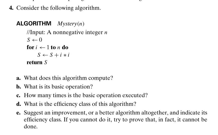 Solved 4. Consider The Following Algorithm. ALGORITHM | Chegg.com