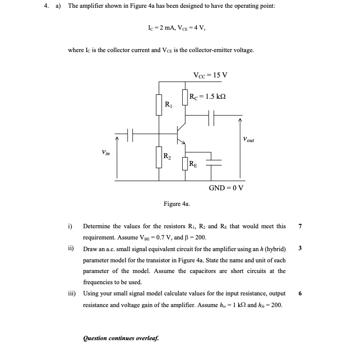 Solved 4. A) The Amplifier Shown In Figure 4a Has Been | Chegg.com