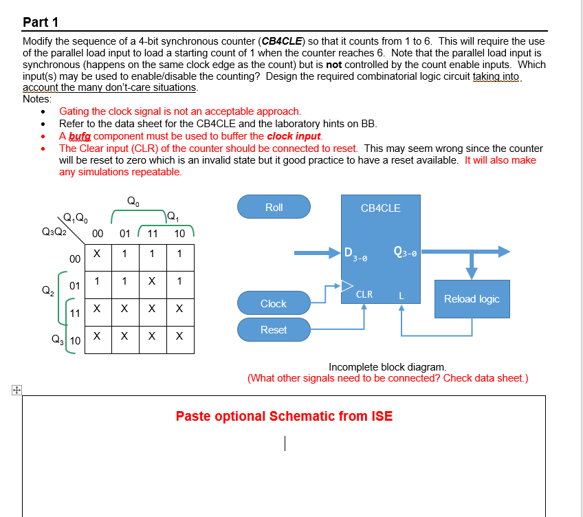 Part 1 Modify the sequence of a 4-bit synchronous | Chegg.com