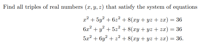 Find all triples of real numbers \( (x, y, z) \) that satisfy the system of equations \[ \begin{array}{l} x^{2}+5 y^{2}+6 z^{