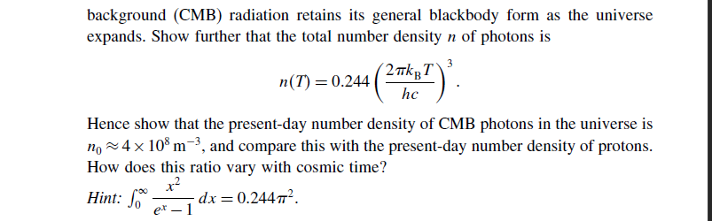 Solved 1 For blackbody radiation, the number density of | Chegg.com