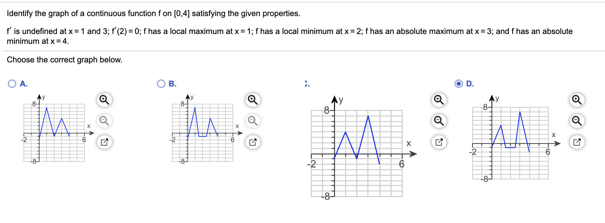 Solved Identify The Graph Of A Continuous Function F On