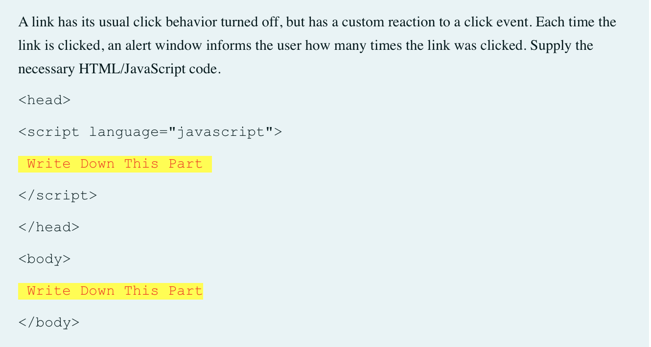 Solved A link has its usual click behavior turned off, but | Chegg.com