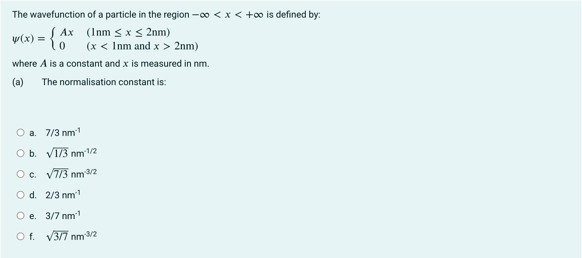 Solved The wavefunction of a particle in the region −∞ | Chegg.com