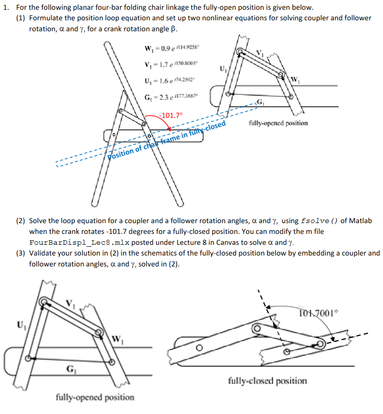 Solved For the following planar fourbar folding chair