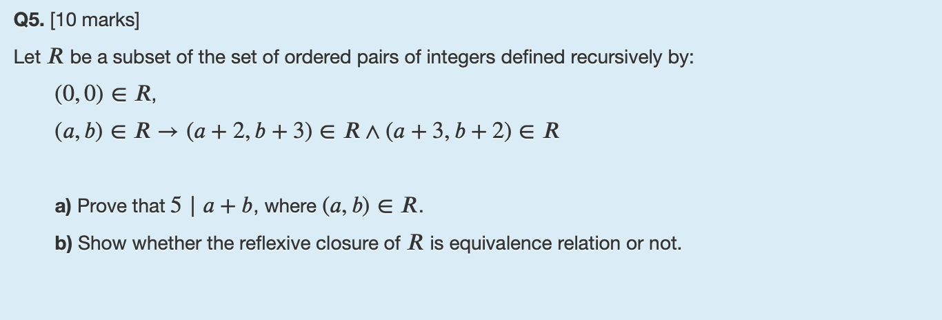 Solved Q5 10 Marks Let R Be A Subset Of The Set Of Ord Chegg Com