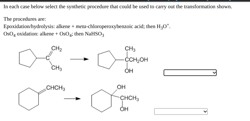 Solved In each case below select the synthetic procedure | Chegg.com