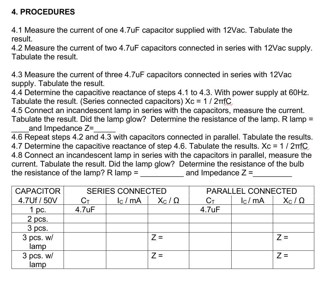 CAPACITOR IN AC CIRCUIT 1. OBJECTIVES Determine the