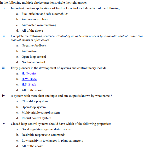 Solved In the following multiple choice questions, circle | Chegg.com