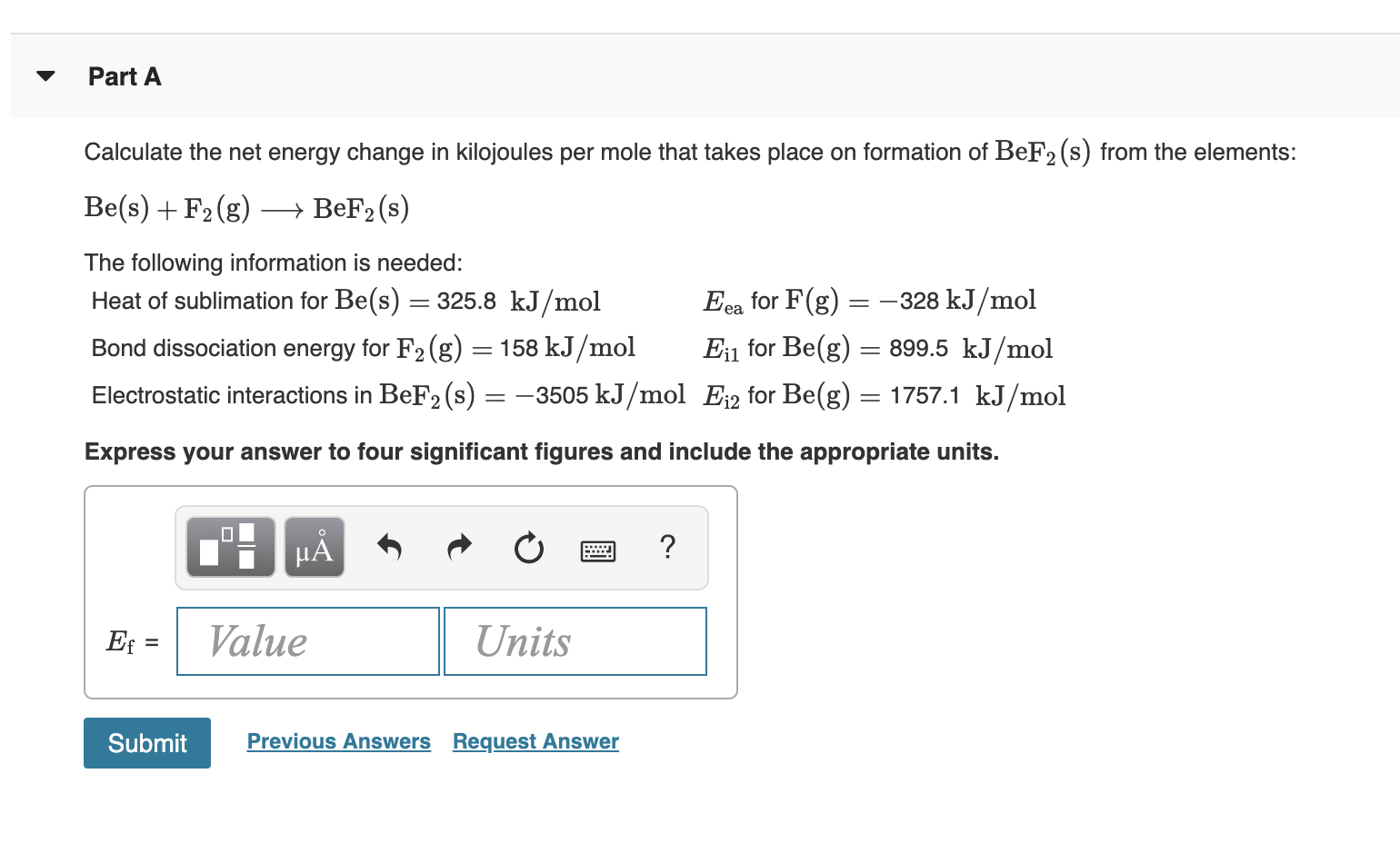 Solved Part A Calculate the net energy change in kilojoules