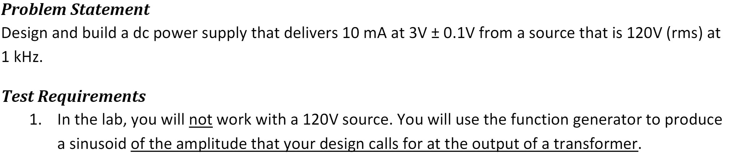 Solved Problem Statement Design and build a dc power supply | Chegg.com