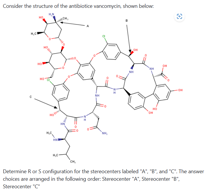 Solved Consider the structure of the antibiotice vancomycin, | Chegg.com