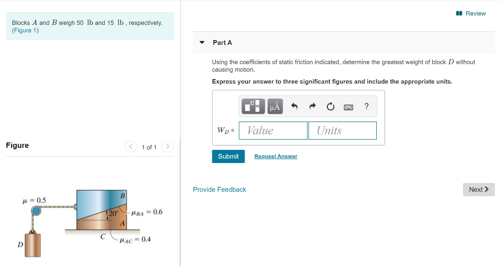 Solved Review Blocks A And B Weigh 50 Lb And 15 Lb, | Chegg.com