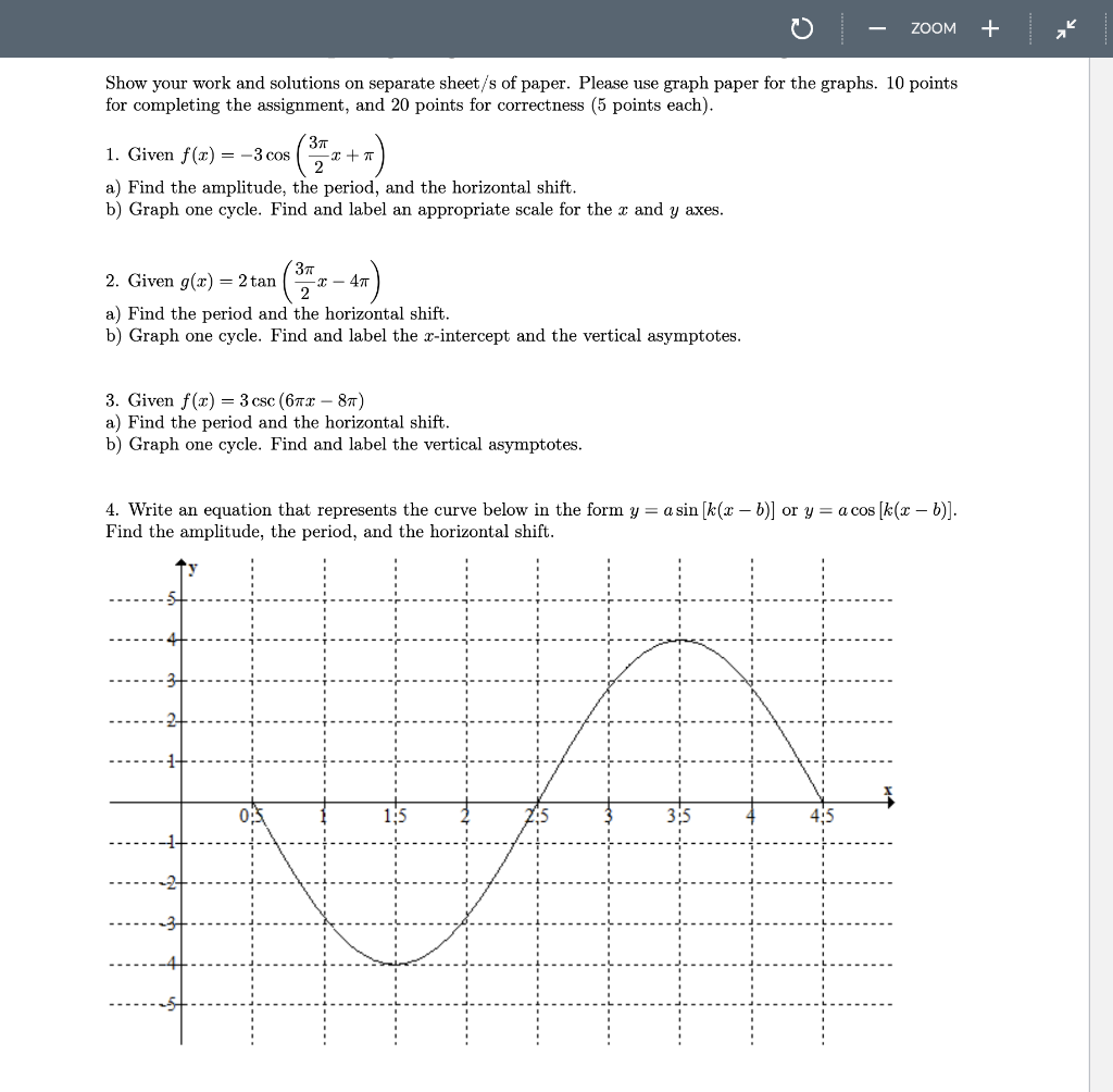 Solved с - ZOOM + Show your work and solutions on separate | Chegg.com