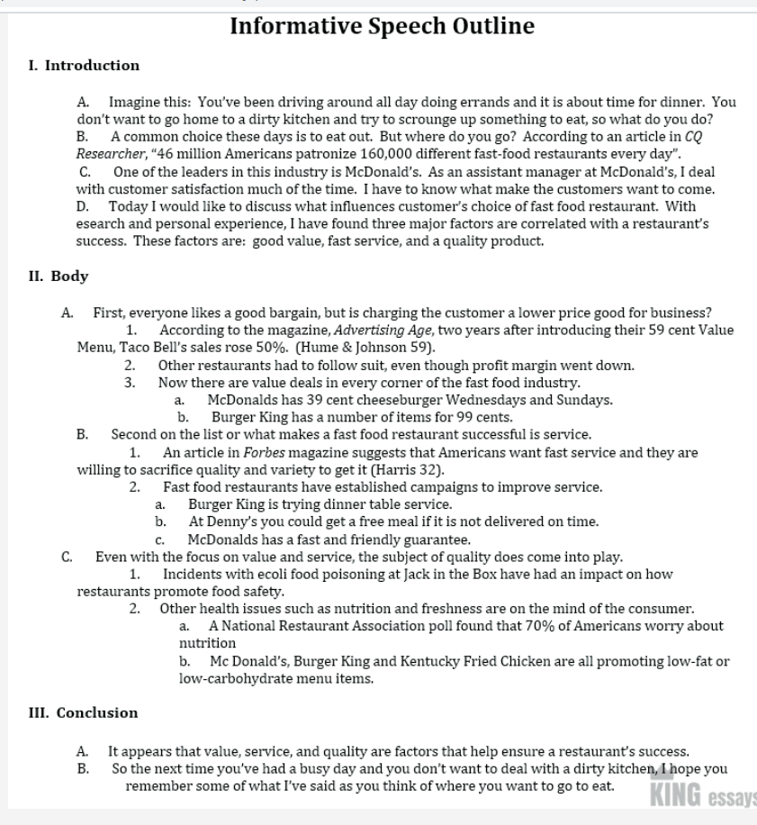 introduction speech outline template